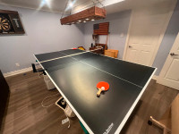 Ping pong top for billiards table w/ storage cart