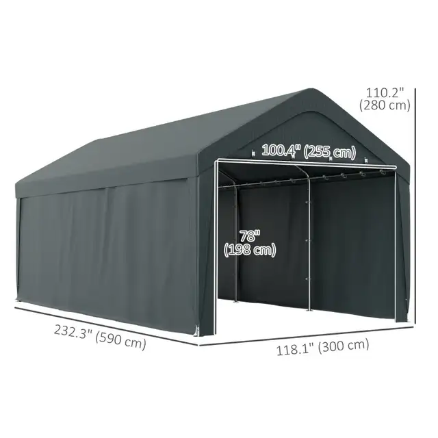 Carport, 10 x 20 ft Portable Garage with 2 Roll-Up Doors and Rem in Outdoor Tools & Storage in Markham / York Region - Image 4
