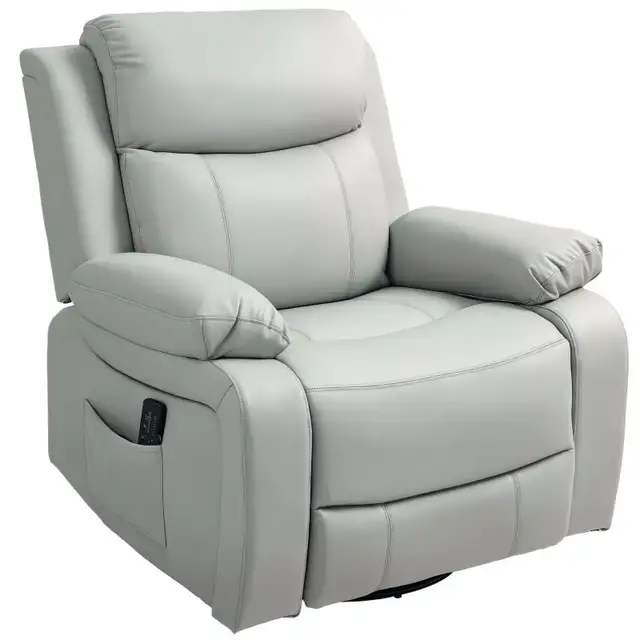  PU Leather Reclining Chair with Vibration Massage Rocker, Swive in Chairs & Recliners in Markham / York Region - Image 11