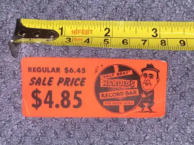 Harold's Record Bar Price Tag, View more
