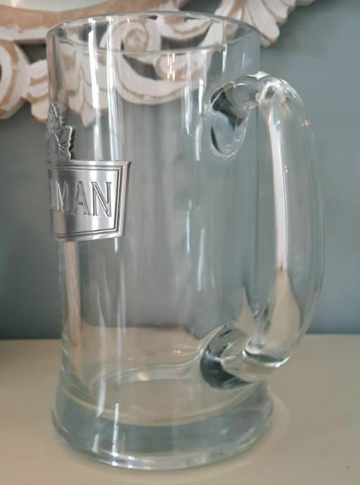 Vintage oversize Sleeman glass beer mug stein with pewter plaque in Other in Markham / York Region - Image 3