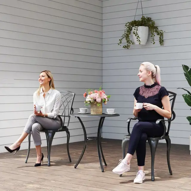 3 Pieces Patio Bistro Set, Cast Aluminum Outdoor Conversation  in Patio & Garden Furniture in Markham / York Region - Image 9