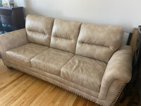 Beige leather couch 