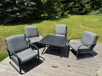 5 Piece Outdoor Patio Set, Table with Firepit, View more