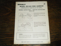 Brinly 500 Disk Harrow  Operating and Parts List  Manual