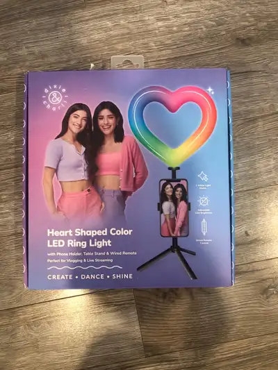 Heart shaped color LED ring light with phone holder, View more