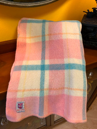 Vintage Mossfield Wool Striped Throw Blanket in Pastels Colors