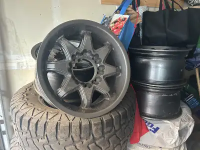 Tires and rims they fit 265/70/17 rims are really good shape the tires 2 are 60 precent the other pr...