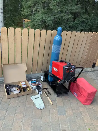 New Lincoln Electric Mig Pak 180, Helmet, Cart, Bottle + Extras., View more