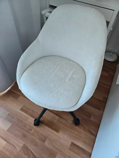 Adjustable Swivel Office Chair with pearl white fabric, View more