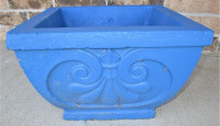 Vintage Square Concrete Garden Planter Pot 13.5"x13.5"xH.9" Blue