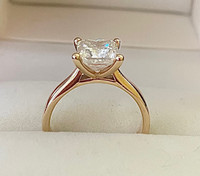 14k 2.68 ct princess Lab Diamond engagement ring  