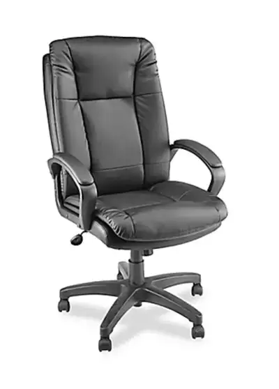 Black leather adjustable office desk chair with armrests, View more
