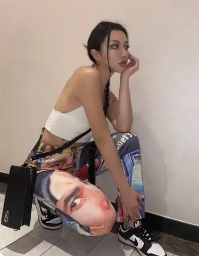 Fashion art print jeans, View more