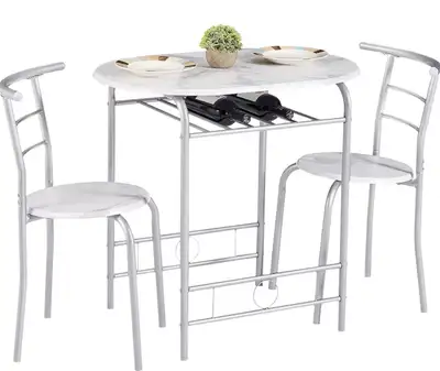 3 Piece Round Dining Table Set, View more