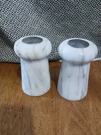 Marble salt and pepper shakers, View more