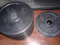 1 inch hole rubber coated weights for $1 per pound 