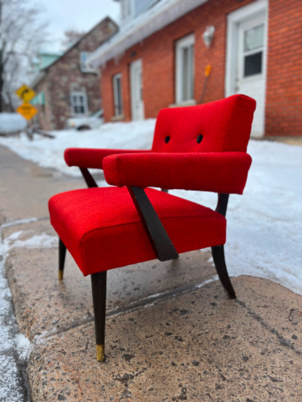 Fauteuil rouge vintage atomic retro arm chair dans Chaises, Fauteuils inclinables  à Ville de Montréal - Image 3