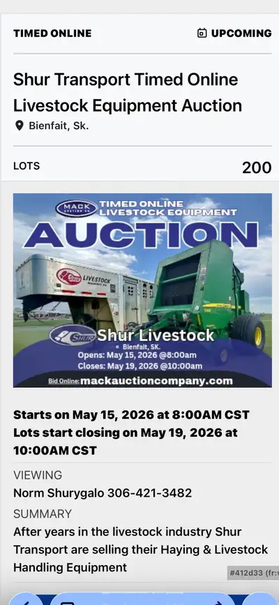 Livestock and hay equipment Auction, View more
