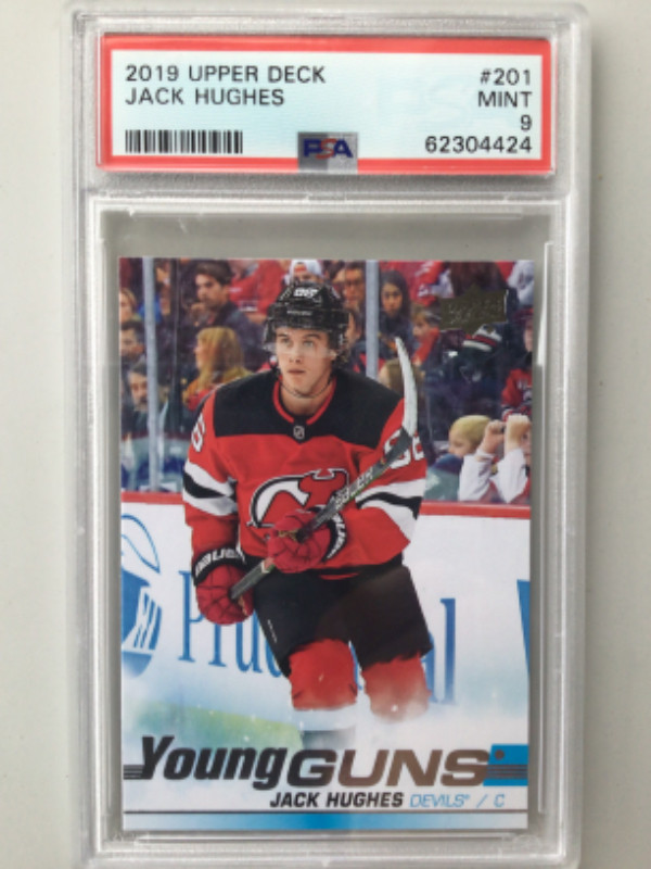 JACK HUGHES … 2019-20 Upper Deck YOUNG GUNS … ROOKIE … PSA 9, 10 in Arts & Collectibles in City of Halifax