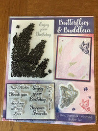 Butterflies & Buddleia dies, stamps and embossing folder