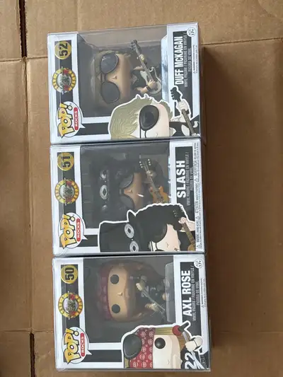 I'm offering a set of three Funko Pop! Rocks figures featuring the iconic band Guns N' Roses: Axl Ro...