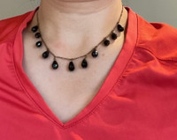 Black Teardrop Beaded Necklace