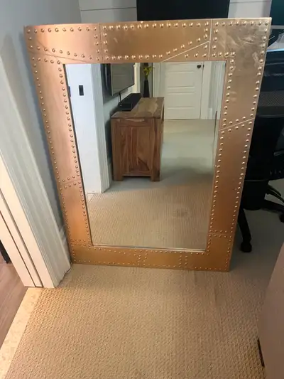 Decorative Metal Frame Mirror (34” x 46”) – Industrial Style, View more