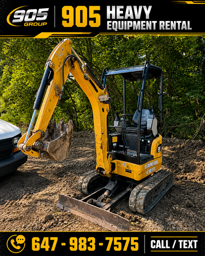 MINI EXCAVATOR FOR RENT $350 DAILY - DELIVERY EXTRA DEPENDING ON LOCATION 905 HEAVY EQUIPMENT RENTAL...