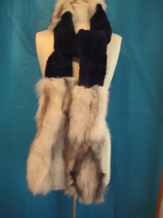 Scandinavian Blue Fox and Black Shearling Scarf