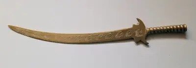 Vintage 8" Long Solid Brass Letter Opener Shaped like a Sword, View more