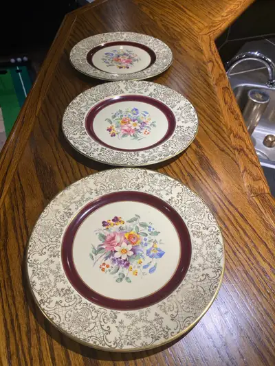 Vintage Johnson Bros Gold Filigree Art Deco Plates 9” (3 PCs , View more
