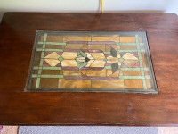 Solid Wood Coffee Table with Stained Glass Insert.
