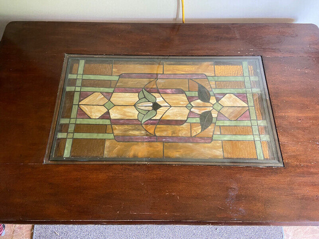 Solid Wood Coffee Table with Stained Glass Insert. in Coffee Tables in Belleville