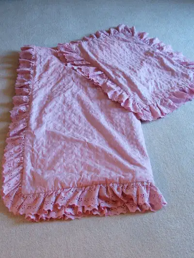 2 Pink QUEEN Bed Sets:3 pc Full Embroidery Duvet/3 pc Quilt Set, View more