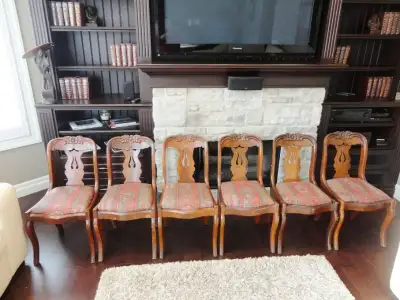 Selling this 175 year old 6 Formal Side Chair Set originating from Quebec's Eastern Township Region...