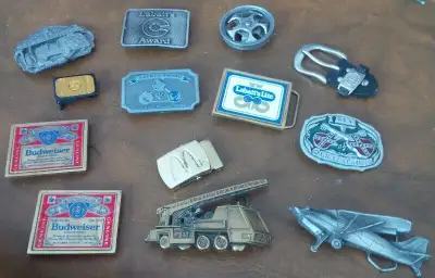 #2, The Country Music buckle is sold. 1) 2 Budweiser, Solid Brass 2) I Like Country Music, Pure Pewt...