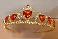 Beaupretty Red Heart Rhinestone Queen Tiara