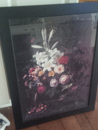 Large, Beautiful Floral Print, Framed Under Glass