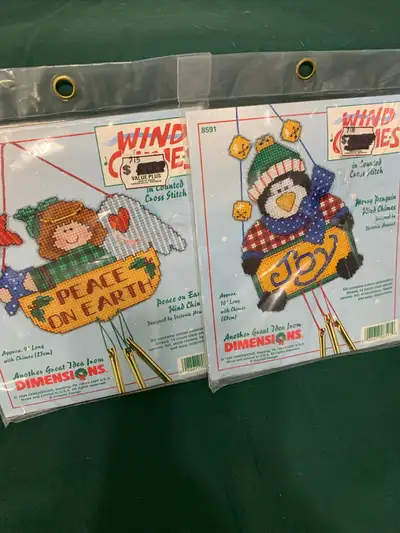 Pair- Christmas Counted Cross Stitch Wind Chimes Kits, View more