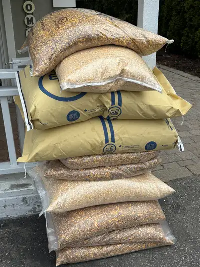$45 – $55 per bag I have chicken duck pigeon geese, goat, feed, corn, wheat, barley, pellets, crumbl...
