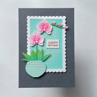 Custom made greeting card, Orchid birthday card $10