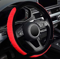 NEW Red Black Soft Anti-Slip Universal Steering Wheel Cover 
