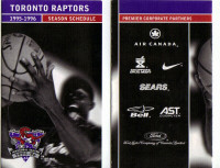 Toronto Raptors Pocket Schedule 1995-96 Inaugural First Season