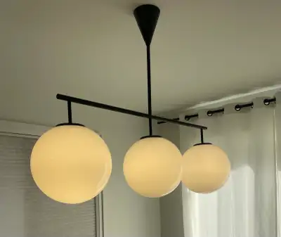 Black Chandelier with 3 Frosted Glass Globes, View more