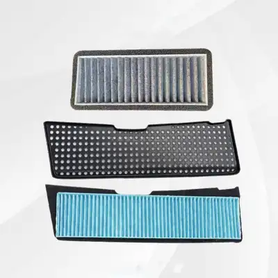 Set of aftermarket filters for a Tesla Model 3. Inlcudes upper filter, lower filter and grate. West...