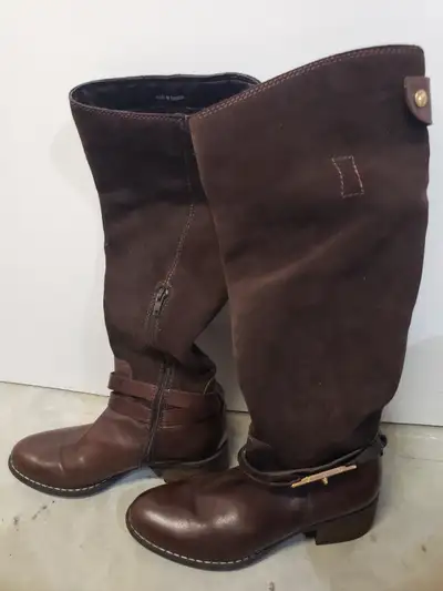 NEW brown tall boots made of thick leather size 7, View more