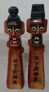 Hand Carved Korean Wooden Village Guardian Totem Pole