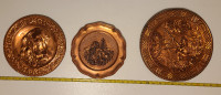 Mcm vintage brass round wall plates