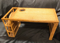 Vintage Bamboo Breakfast Table Bed Tray with Serving Platters